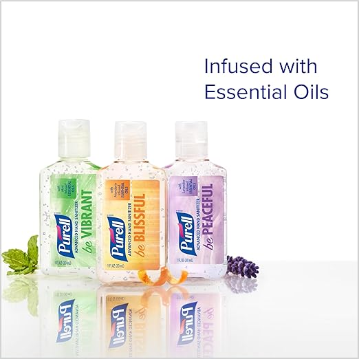 PURELL Advanced Hand Sanitizer Gel Infused with Essential Oils, Scented Variety Pack, 1 fl oz Travel Size Flip Cap Bottles (Box of 12 Bottles)- 3901-24-CMRMETRY