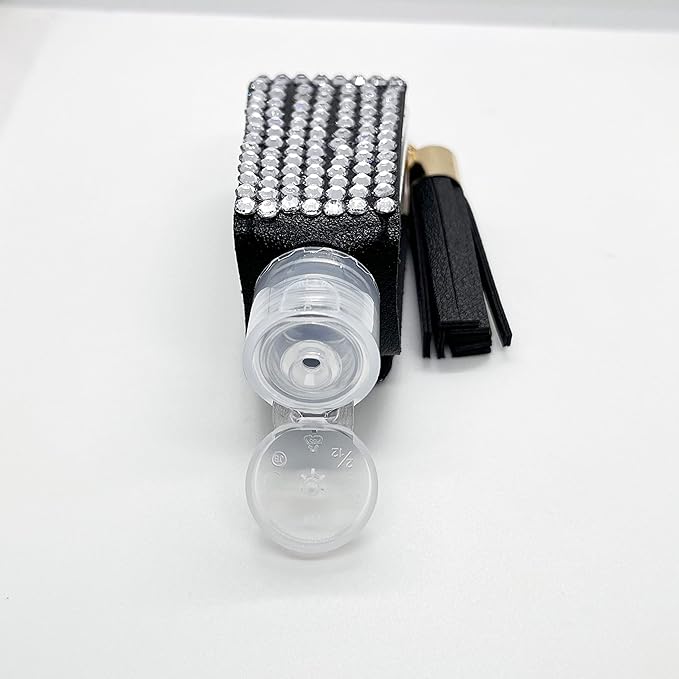 2 Pcs 1oz Bling Travel Bottle Case with Keychain, Travel Bottles for Alcohol, Hand Soap, Refillable Containers Portable