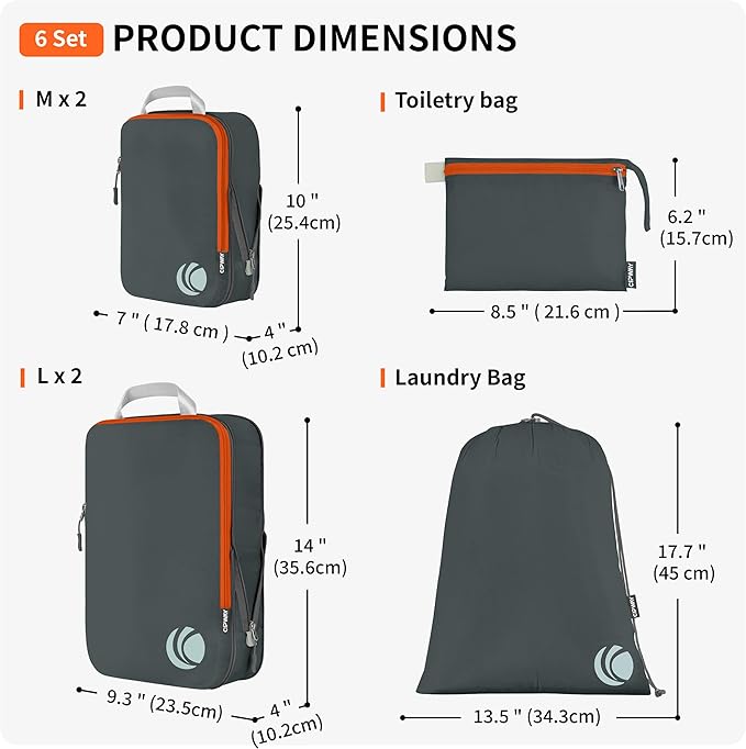 Cipway Compression Packing Cubes Set, Ultralight Expandable Travel Packing Organizers for Carry on Luggage (Grey 6pcs)