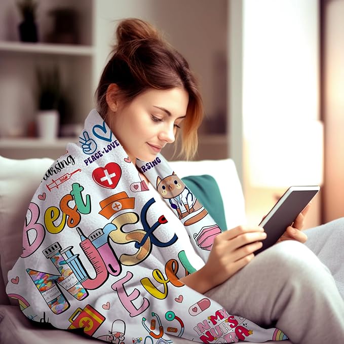 Nurse Blanket Appreciation Gifts for Women Nursing Student,Nurse Essentials Nurses Week Day Throw Blankets,LPN RN Gifts for Nurses Practitioner Mom Girls 50"x40"