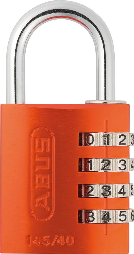 ABUS 145/40 Non-TSA Combination Padlock for Hard Cases, Luggage, Resettable, Orange
