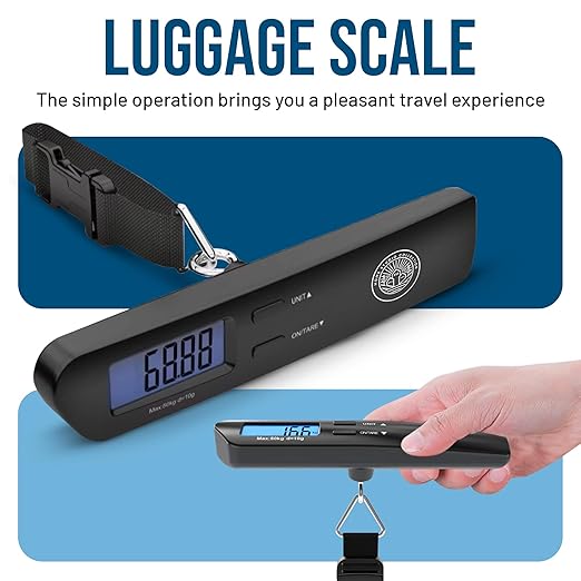 Luggage Scale with Baggage Tags Included Digital HD LCD Display 110 lb/50 kg Capacity Weight Luggage Scale for Heavy Baggage Digital Baggage Weight Scales for Small to Large Size Bag Battery Included