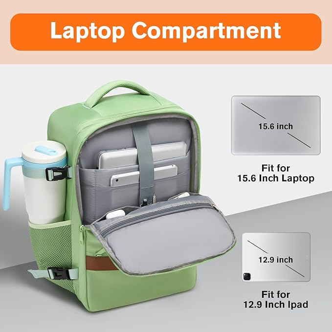 Smart Suitcase-style Laptop Backpack, 25L / 35L Practical Travel Bag for Work, Leisure & Flight, Luggage-Style Commuter Pack (Green, 25L)