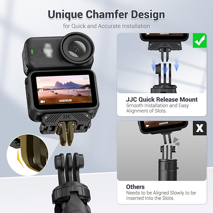 JJC Osmo Nano Magnetic Quick Release Adapter for DJI Osmo Action 6 Nano Accessories, Dual-Direction Magnet, Replace OEM Quick Release Mount, Folding Claws & 1/4"-20 Screw Hole,Heavy Duty Nylon Mount