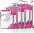 Compression Packing Cubes 6 Set, Compressible Space-Saving Packing Cubes for Travel - Compression Bags, Luggage Organizer, Travel Essentials for Women, Hot Pink