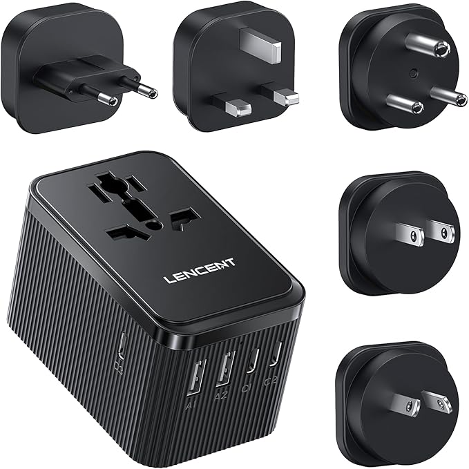 LENCENT 28W Universal Travel Adapter Kit, Type D/G/C/I/A International Adaptor with 3 USB C 2 USB A, Worldwide Charger for Europe UK Maldives Sri Lanka India Nepal Ghana Zimbabwe Tanzania Nigeria