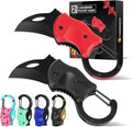 FUNBRO 2 Pack Small Pocket Knife Gifts for Men & Women, Folding Box Cutter, Birthday & Christmas Stocking Stuffers Gifts Idea for Wife Husband Dad Mom (Black & Red)