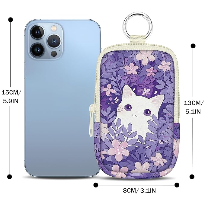 Cat Hand Sanitizer Spray Case, Cute Hand Sanitizer Holder Zippered Pouch, Fashion Accessory with Snap Hook for Glow Mist and Power Mist 1FL OZ