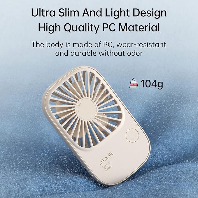 JISULIFE Handheld Mini Lash Fan with Bracket, Small Portable USB Rechargeable Personal Makeup/Eyelash Fan with 3 Speeds for Women Mom Girls Office Outdoor Travel Beige