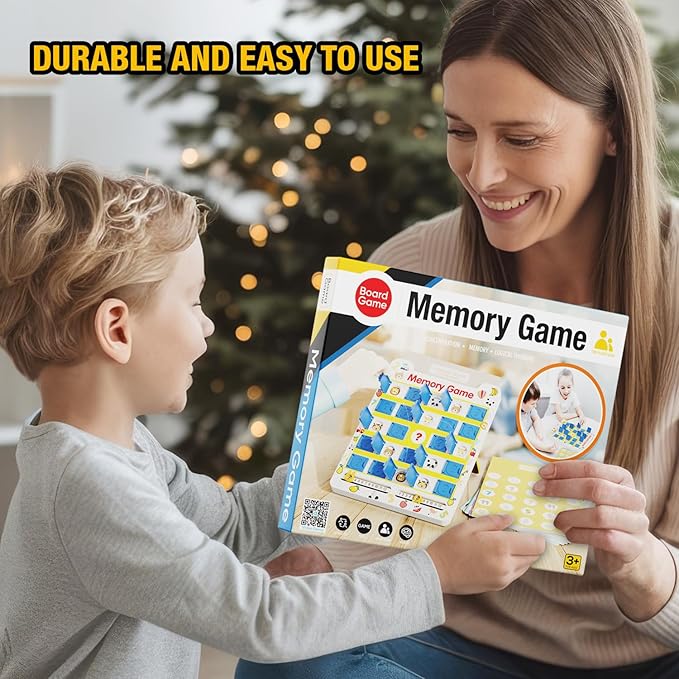 Matching Memory Game for Kids Age 3 4 5 6 7 8 Year Old, Travel Toy for Boys Girls, Board Games for 4-6, Road Trip Essentials for Toddler, Airplane/ Car/ Camping Activity,Christmas Birthday Gifts