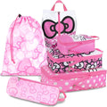 6 Set Kids Packing Cubes for Travel Carry On, Space Saving Compression Bags for Packing In Suitcase, Cute Pink Packing Organizers for Luggage Storage Girls Gift Trip and Family Vacation