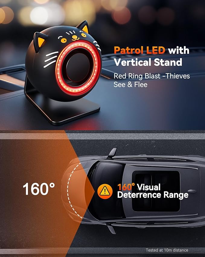 Car Alarm System, 120dB with Motion Sensor Alarm & Red Light, Wireless Remote Anti Theft Car Device, USB Rechargeable Vehicle Security Alert Security Lights for Car, RV, SUV, Truck (Upgrade 5.0)
