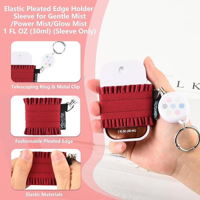 Beautyflier 4pcs Elastic Holder Sleeve for Touchland Power Mist Hand Sanitizer Spray, Cute Hand Sanitizer Holder for Gentle Mist, Glow Mist and Power Mist 1FL OZ, Best Gift for All Ages