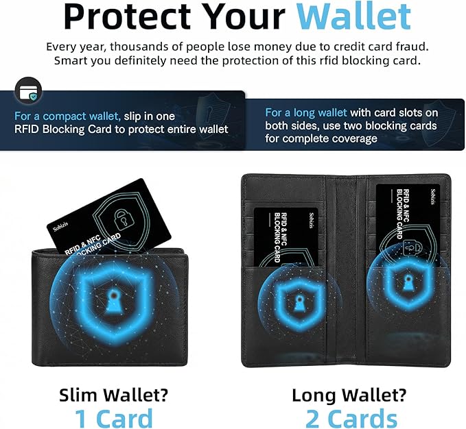 RFID Blocking Card, Slim Contactless NFC Debit Credit Card Protector for Wallets,Safe Card RFID Cards Blocker, Anti-Theft for Credit Card Passort ID Card, Travle Accessories for Men & Women (8)