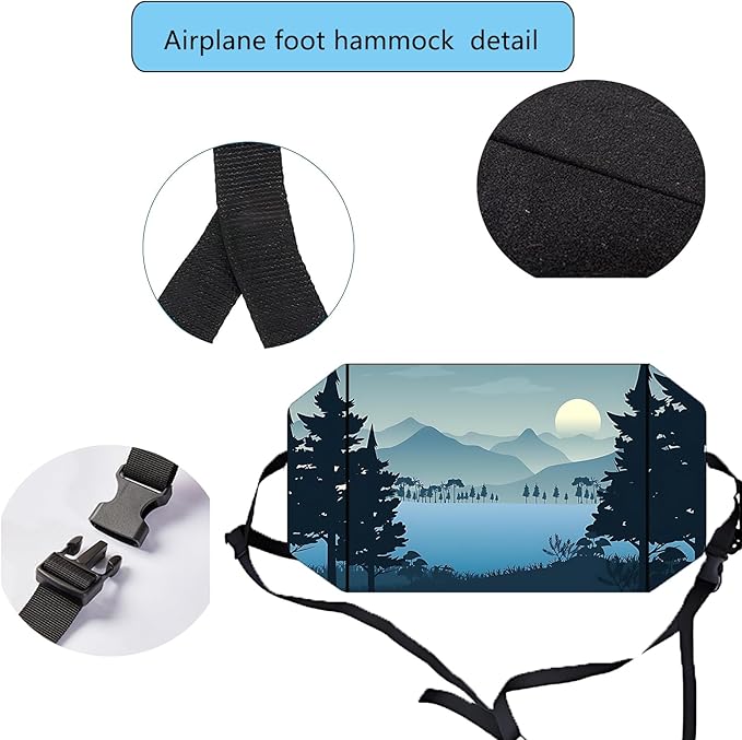 Airplane Foot Hammock for Plane Travel Ajustable Foot Rest for Plane Comfort Sling Airplane Gadgets for Adult Long Fling,Plane Travel Essentials (Lush Mountain)