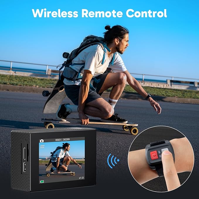 AKASO EK7000 4K30fps Action Camera - 131ft Waterproof Camera with Remote Control 4X Zoom Ultra HD 20MP Underwater Camera with Accessories Kit