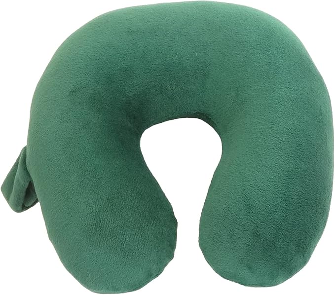 Wolf Essentials Kids Travel Neck Pillow - Cozy Soft Microfiber, Compact Design for Airplane, Car Seat, or Toddler Travel Support – Hunter Green
