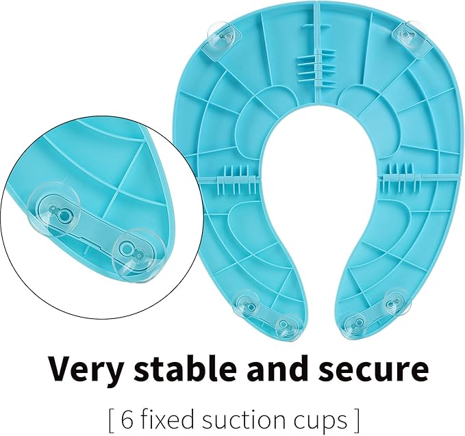 Funbliss Foldable Travel Potty Seat for Toddlers - Portable Folding Toilet Training Seat for Toddlers with Safety Suction Cups, Includes Storage Bag - Essential for On-the-Go Potty Training,Blue