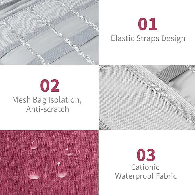 Lcsmaokin Electronics Travel Organizer,Portable Waterproof Electronic Travel Storage Bag for Small Charging Cord Storage,Charger,Small Electronics,SD Card etc,for Travel,Business -Wine Red