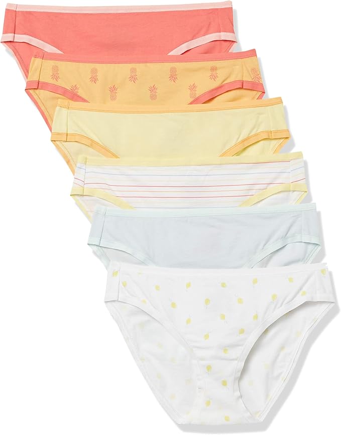 Amazon Essentials Women's Breathable Cotton Bikini Brief Underwear with Full Coverage, Multipacks