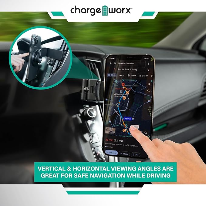 CHARGEWORX Magnetic Phone Holder for Airplane, Foldable Travel Mount with Clamp and 360 Rotation, MagSafe Compatible iPhone 17 Pro Max and Android, Portable Hands Free Desk and Car Mount