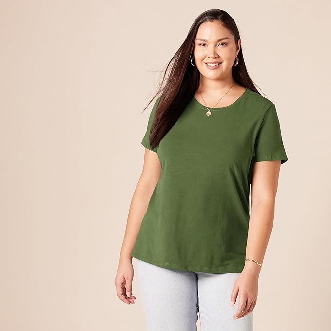 Amazon Essentials Women's Regular-Fit Short-Sleeve T-Shirt (Crewneck and V-Neck Options), Multipacks