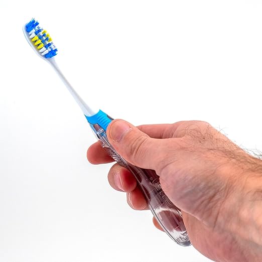 GUM Folding Travel Toothbrush, Compact Head + Tongue Cleaner, Soft Bristled Travel Toothbrushes for Adults, 2 Count