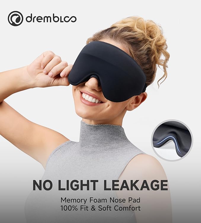 Sleep Mask for Side Sleeper, 100% Light Blocking Eye Mask for Men Women, Soft 3D Contoured Sleeping Masks with Adjustable Strap, Zero Pressure on Lashes, Comfortable Breathable Eye Cover for Travel