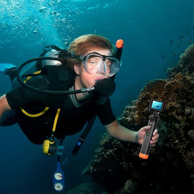 Floating Selfie Stick Hand Grip Waterproof Handle with Bluetooth Remote for Go Pro Hero 13 12 11 10 9 8Moun,Pole Monopod Handle Mount Accessory for Underwater Snorkeling & Water Sports