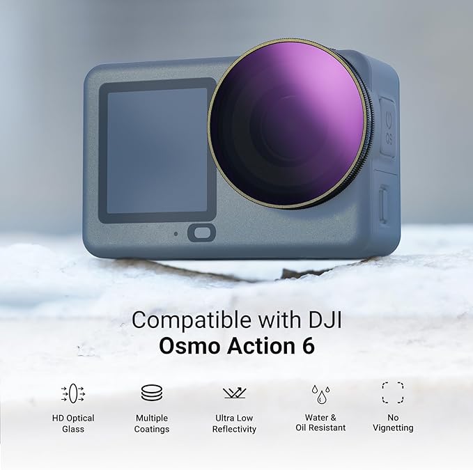 NEEWER CPL + ND Filter Set Compatible with DJI Osmo Action 6 Only, 4 Pack ND8/16/32 Adjustable Circular Polarizing, Lens Polarizer, Screw On Multicoated Action Camera Photography Accessories, FL-B100