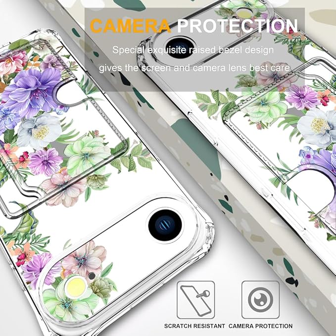 Compatible with iPhone 17 Air Case Card Holder for Women Cute Design,Wallet Phone Cases Transparent Cool Kawaii Protective (Clear Impressive Flowers)