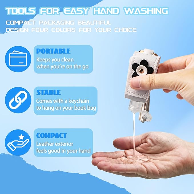 4Pcs Hand Sanitizer Keychain, 30ml Refillable Portable Hand Sanitizer for Toiletry Lotion Liquid Soap Shampoo