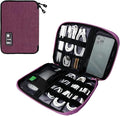 Lcsmaokin Electronics Travel Organizer,Portable Waterproof Electronic Travel Storage Bag for Small Charging Cord Storage,Charger,SD Card etc,for Travel,Business-Purple Black