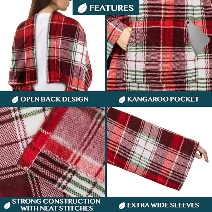 PAVILIA Blanket with Sleeves for Adult Women Men, Soft Warm Wearable Blanket Fleece Wrap Throw, Robe Blanket Gift