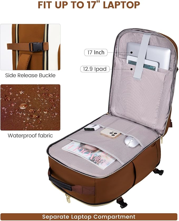 LOVEVOOK 56L Travel Backpack for Women & Men, Airline Approved Carry On Luggage with 3 Packing Cubes, TSA Overnight Bags, Waterproof Personal Item Bag, Weekender Essentials Backpacks fits 17" Laptop