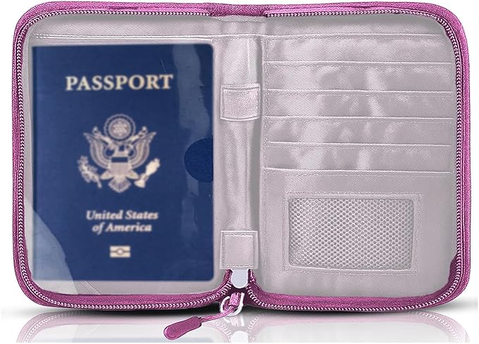 Passport Holder for Travel Essentials, RFID Blocking Protector Passport Wallets, Passport Document Organizer Case for Travel Must Have, Passport Book for Women, Couple, Family Cards, Tickets, ID, Cash