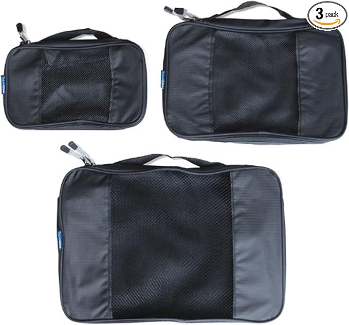 TravelWise Packing Cubes - 3 Piece Set (Black)