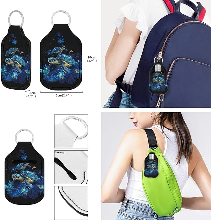 Suobstales 3Pcs Travel Bottles Keychain Holder Set,Travel Bottle Sleeves+Neoprene Chapstick Holders+Lanyard Keychain