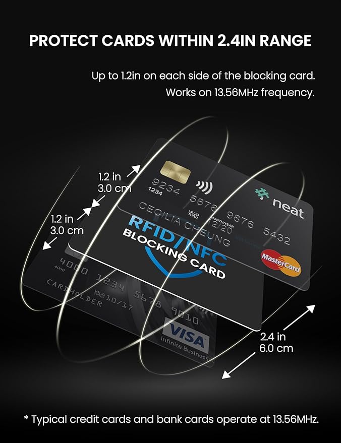WHonor RFID Blocking Card 2 Pack, Bank Debit Credit Card Protector, Anti-Theft Contactless NFC Blocker, Entire Wallet Protection (2)