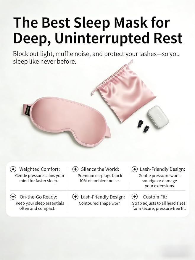 Weighted Eye Mask for Sleeping 2 Pack - 3D Contoured Sleep Masks for Women Men, Blackout Eye Mask for Travel, Meditation, Airplane, Memory Foam, Adjustable Strap Purple Pink