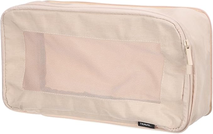 HARFINGTON Compression Packing Cube for Suitcases 34x18x13cm Lightweight Luggage Organizers Bag Travel Essentials Compression Bags for Carry on Suitcases, Beige