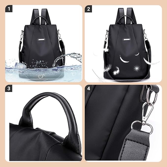 Women Backpacks Anti-Theft Ladies Backpack Purse, Women's Fashion Backpack Shoulder Bag with Replaceable Strap (Casual, Black)