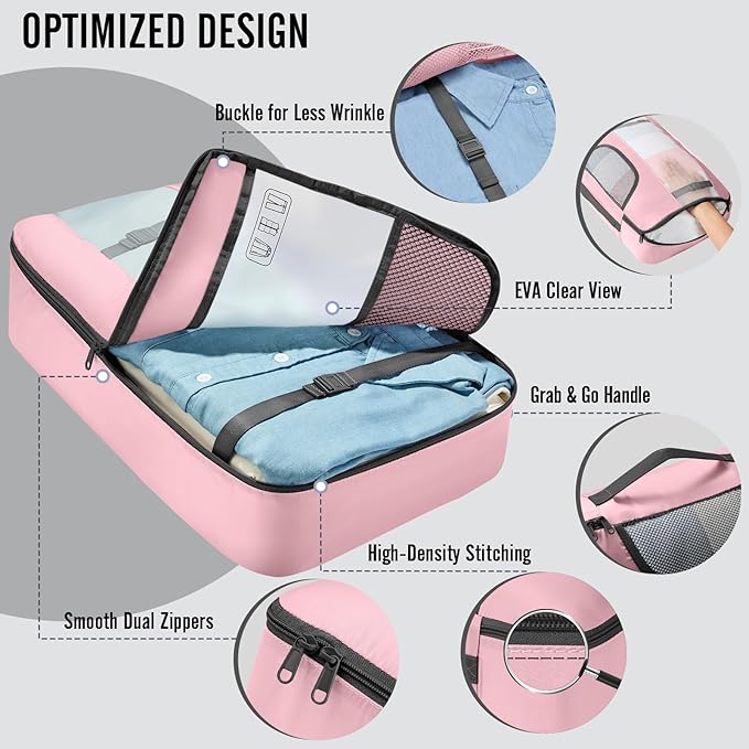 Veken 10 Set Packing Cubes for Travel Essentials, Suitcase Organizer Bags in 4 Sizes, Carry-On Luggage Accessories with Large Laundry Bag & Passport Holder, Must-Have for Airplane, Road Trip & Camping