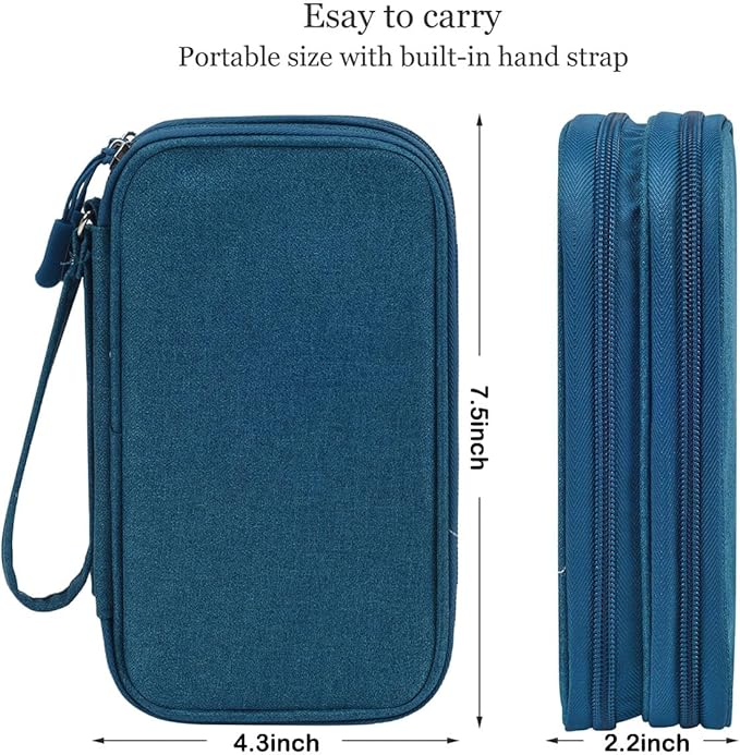CAAORDKSO Electronics Organizer Travel Case, Water Resistant Cable Organizer Bag Cord Organizer Pouch for Cable, USB, Charger, Phone, Power Bank, Earphone, Electronics Accessories (Dark Green, Medium)