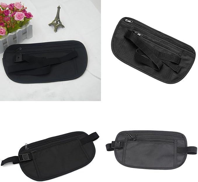 Money Belt, Travel Pouch, Money Belt for Travel, Slim Moneys Pouch Under Clothes, Moneys Bag with Zipper for Cash, Passport Holder