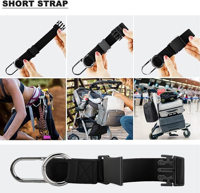 ZINZ Elastic Jacket Gripper Travel Strap with D-Ring Hooks and Buckle, Suitcase Straps Belts Travel Accessories, Makes Your Hands Free