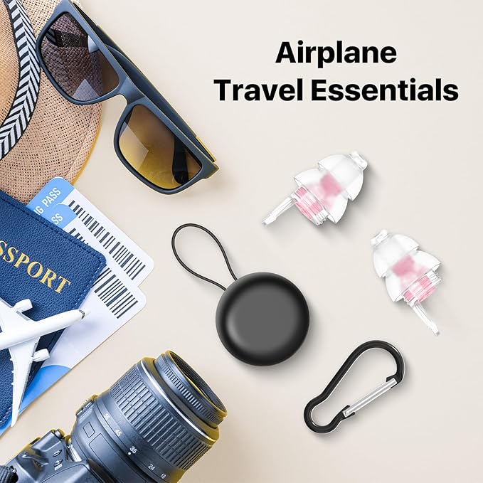 Ear Plugs for Airplane Pressure Relief & Prevent Ear Pain - Flying Travel Essentials - Comfortable Reusable Plane Earplugs for Adult/Kids 12+ with Small Ear-canals, 25dB Noise Reduction, PK