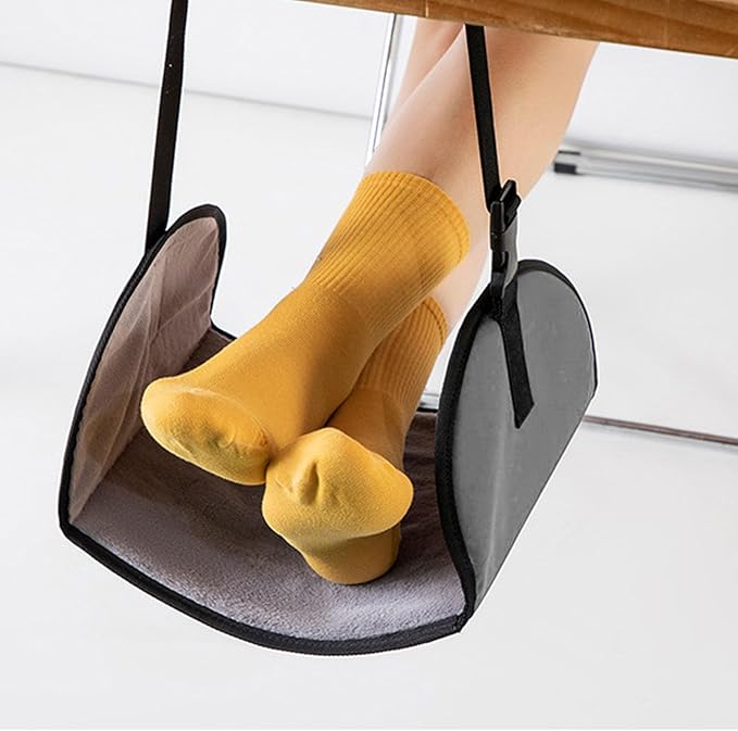 Foot Hammock for Plane Travel, Airplane Foot Rest with Extended Adjustment Strap, Travel Essentials to Relax Your Feet (Grey)