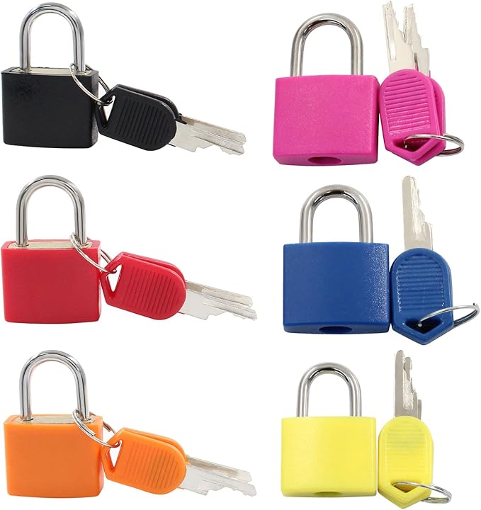 Waziaqoc 12 Pcs Luggage Locks with Keys, Small Suitcase Padlock, Mini Metal Padlock for Travel Bags, School Gym Locker, Toolbox