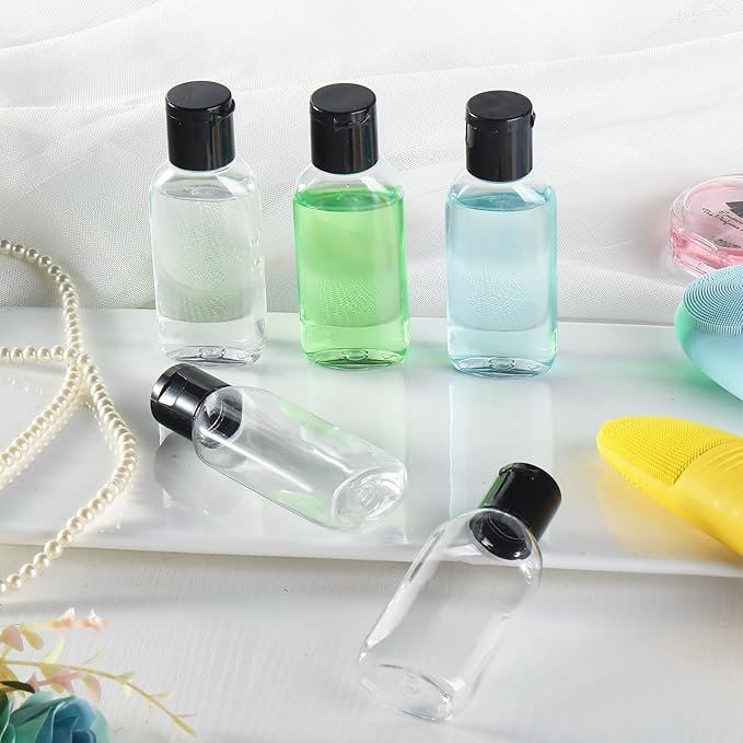 Travel Bottles for Toiletries BPA-Free Empty Squeeze Containers,6 Pack 1.69 oz Refillable Squeeze Bottle, Leak Proof Small Plastic Shampoo Containers with Labels